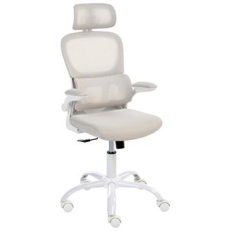 Beliani Silla De Oficina Moderna Tapizado De Malla Base De Hierro Giratoria Altura Ajustable Reposacabezas Reposabrazos Acolchados Respaldo Reclinable Mecanis