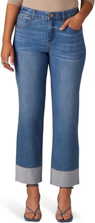 Wit & Wisdom High Waist Cuff Hem Jeans in Mid Blue at Nordstrom, Size 00P