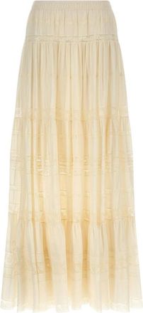 Ermanno Scervino Gelaagde Lange Rok - Dames - Maxi Rokken - Wit - 2XS - Katoen - Rokken