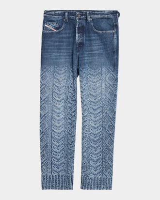 Diesel Men & apos;s Degrade Cable-Print Jeans