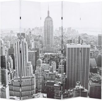 vidaXL Biombo Divisor Plegable 200x170 Cm Nueva York Blanco Y Negro Vidaxl