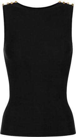 Elisabetta Franchi Tops, Dames, Zwart, M, Zwart Gebreide Voering T-shirts en Polos