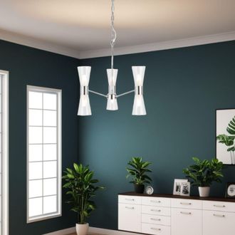 Pagazzi Herrera 6 Light Polished Chrome Pendant Ceiling Light in White