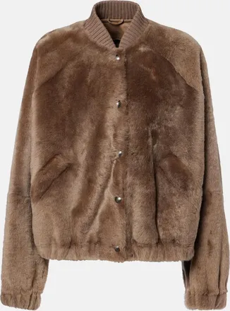 Brunello Cucinelli Cashmere-trimmed shearling bomber jacket