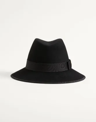 Valentino Garavani VLogo Signature Felt Hat With Moir&eacute; Ribbon Wo
