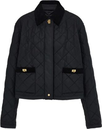 Ferragamo Jassen, Dames, Zwart, S, Katoen, Gevulde Blouson
