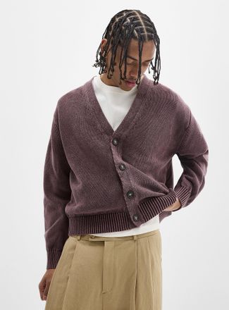 Djab Mens Cropped washed Cardigan Sweater