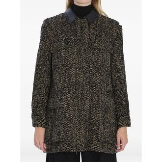 Max Mara Angio Herringbone Leather-collar Jacket