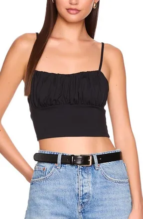 Susana Monaco Crop Button Camisole in Black at Nordstrom, Size X-Small