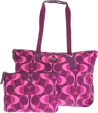 Coach Pre-owned Tote Bags, female, Pink, Size: ONE SIZE Pre-owned Nylon shoulder-bags