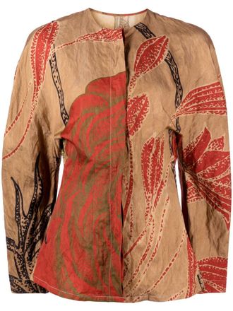 Uma Wang floral-print long-sleeve blouse - Brown