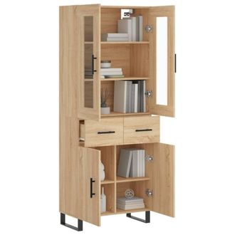 Berkfield Home Highboard Sonoma Oak 69.5x34x180 cm Engineered Wood in Tan