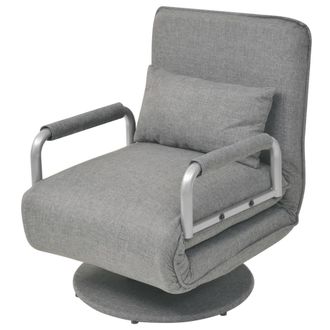 vidaXL Silla Giratoria Y Sof&aacute; Cama Tela Gris Claro Vidaxl