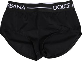 Dolce & Gabbana Womens Black Nylon Logo Waistband Shorts Underwear Elastane