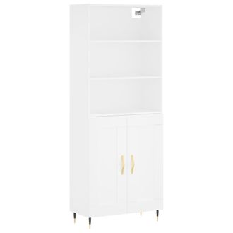 vidaXL Aparador Alto Madera Contrachapada Blanco 69,5x34x180 Cm Vidaxl