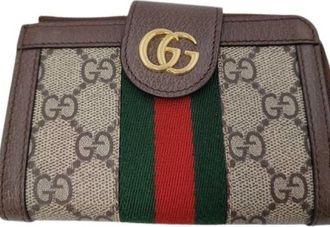 Gucci Beige Brown Gg Supreme Leather Wallet (Bi-Fold) (Pre-Owned)