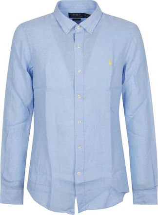Polo Ralph Lauren Long Sleeve Sport Slim Shirt - Heren - Zakelijke Overhemden - Blauw - M - Linnen - Overhemden