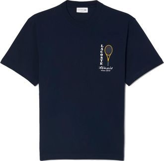 Lacoste Cotton Jersey Embroidery Print Tee - Heren - T-shirts - Blauw - M - Katoen - Tops