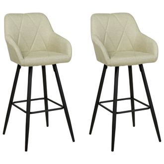 Beliani Beliani - Conjunto De 2 Sillas De Bar De Poli&eacute;ster Verde Claro Negro Acolchado Reposabrazos Darien