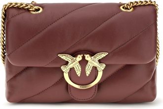 Pinko Womens Shoulder Bag Love Mini Puff Antique Gold Intense Currant-Antique Calf Leather Currant/antique
