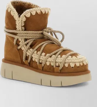 Mou leather platform ankle boots
