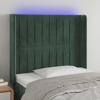 vidaXL Cabecero Con Led De Terciopelo Verde Oscuro 83x16x118/128 Cm Vidaxl
