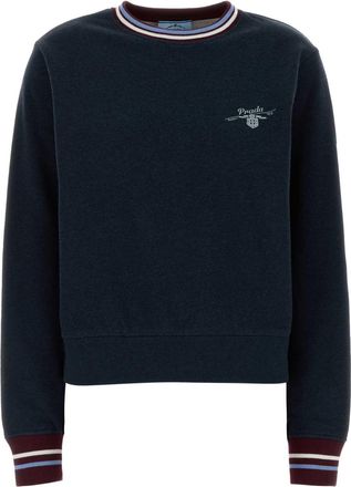 Prada Melange Dark Blue Cotton Sweatshirt