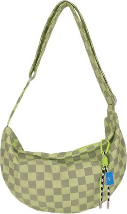 Generic Half-Moon Shoulder Bag - Messenger Bag with Zipper Pocket | Soft Nylon Cotton, Classic Plaid, Large Capacity for Mobile Phone Keys Cards Travel School