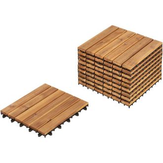 Beliani Suelo De Exterior De Madera De Acacia Certificada Base De Pl&aacute;stico Resistente A Todo Tipo De Clima Jard&iacute;n Patio Balc&oacute;n Accesorios Natural Accettura