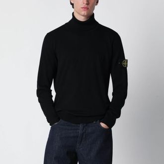 Stone Island Black wool turtleneck sweater