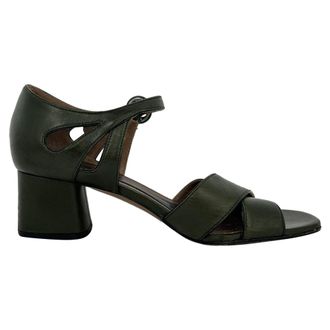 Marni Block Heels in Olive Green Leather