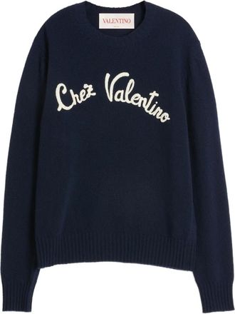 Valentino Garavani Chez-embroidered wool sweater - Blue