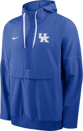 Nike Kentucky Sideline Anorak Nike Mens College 1/2-Zip Hooded Jacket in Blue | 03AT054NNKY-PTU