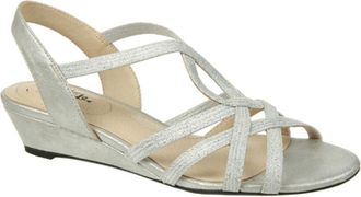 Life Stride Yaya Strappy Slingback Wedge Sandal in Silver at Nordstrom, Size 7.5