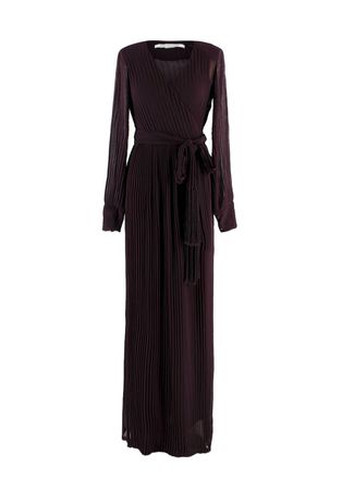Diane Von Fürstenberg Diane Von Furstenberg Burgundy Pleated Wrap Maxi Dress Size XS