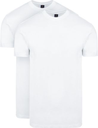 Suitable Obra T-Shirt High Crew Neck White Pack of 2 - Mens - Clothing - Size Regular Fit - 60-2 Obra, White, XXL