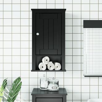Berkfield Home Bathroom Wall Cabinet BERG Black 40x27x71.5 cm Solid Wood Pine