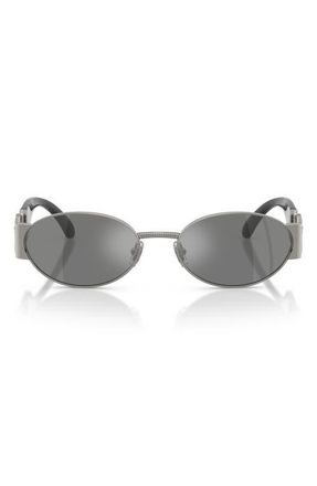 Versace 56mm Oval Sunglasses in Gunmetal /Grey Mirror Silver at Nordstrom