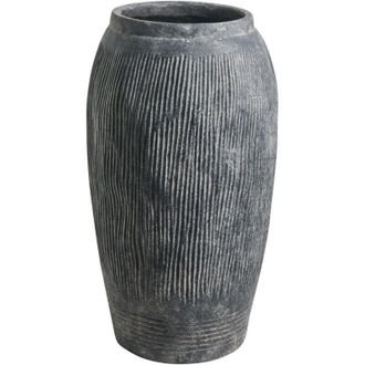 Beliani Flower Vase Grey Fibre Clay Painted Indoor and Outdoor Round Shape Modern Design Living Room ARGINO