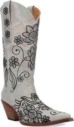 Dingo Swing Floral Embroidery Western Boot in White at Nordstrom, Size 9.5