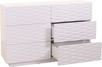Hhg C&oacute;moda Hhg-411, Mueble Aparador, Dise&ntilde;o 3d Cajones Push-to-open, 81x120x42cm Blanco Alto Brillo