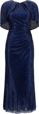 Self Portrait Abito Midi con Maniche a Mantella e Cristalli - - Dresses - Donna - Blu - S