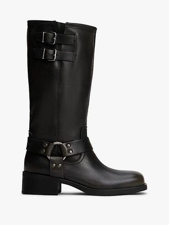 Tommy Hilfiger Leather Knee High Biker Boots
