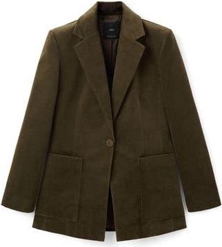 Mango Stretch Velveteen Jacket in Khaki Green at Nordstrom Rack, Size Medium