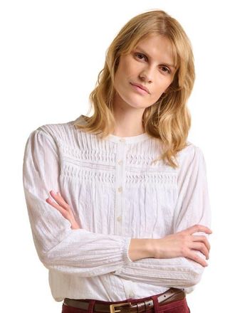 Brakeburn Angelica Long Sleeve Round Neck Shirt in White at Nordstrom, Size 14