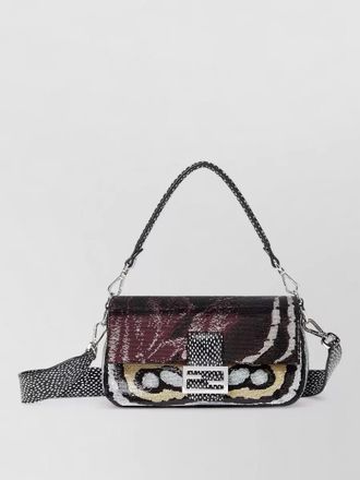 Fendi butterfly sequin shoulder bag detachable strap