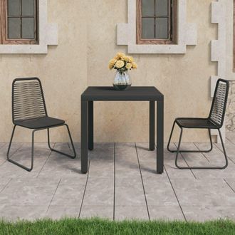 vidaXL Set De Comedor De Jard&iacute;n De 3 Piezas Pvc Rat&aacute;n Negro Vidaxl