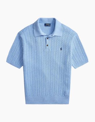 Polo Ralph Lauren Mens Polo Ralph Lauren Knitted Polo 004 Light Boilette Blue - Size: 44