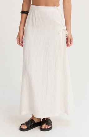 Crescent Faux Wrap Linen Maxi Skirt in White at Nordstrom, Size Medium