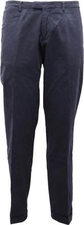 BRIGLIA 1949 Slim Katoenen Broek Micro Patroon Gemaakt in Itali&euml; - Heren - Slim Fit Broeken - Blauw - 2XL - Katoen - Broeken